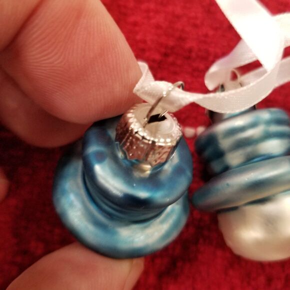 Small assorted snowman blown glass ornaments about 1" 14 count - Picture 2 of 11